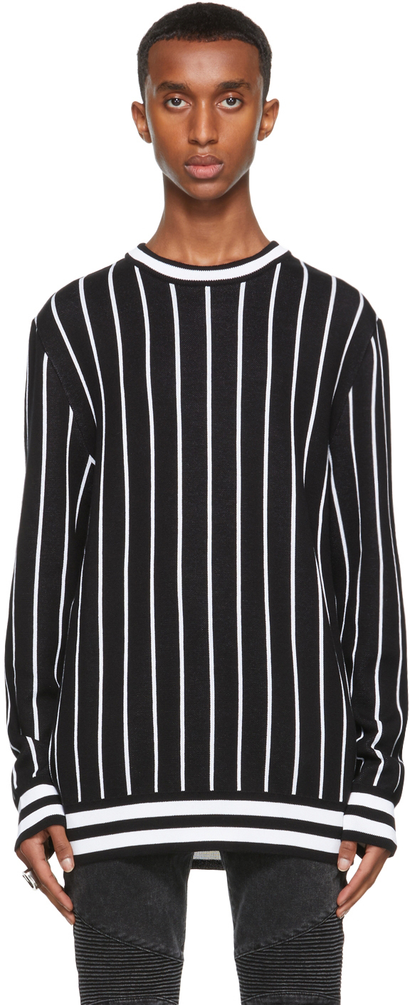 black and white vertical striped cardigan