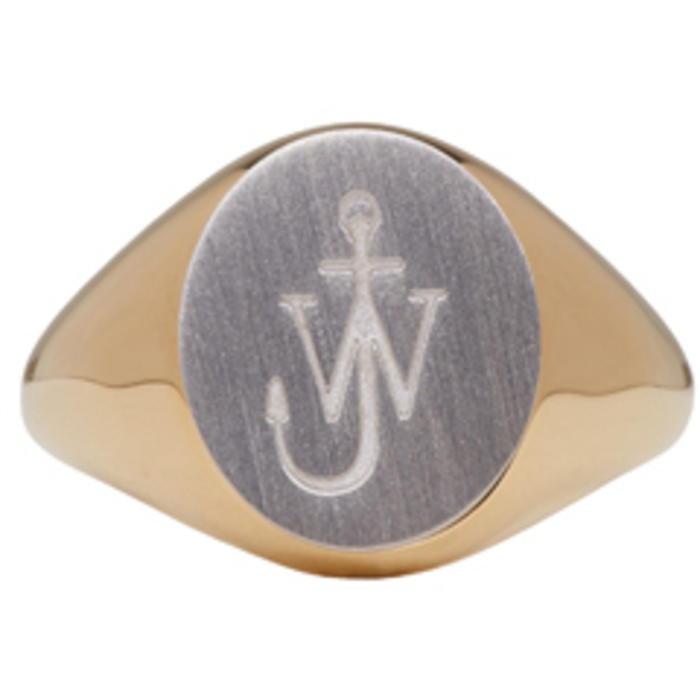 JW Anderson Gold and Silver Logo Signet Ring JW Anderson