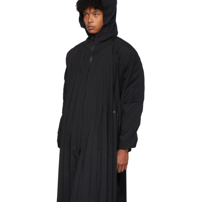 Homme Plisse Issey Miyake Black Pleated Zip-Up Coat Homme Plisse 