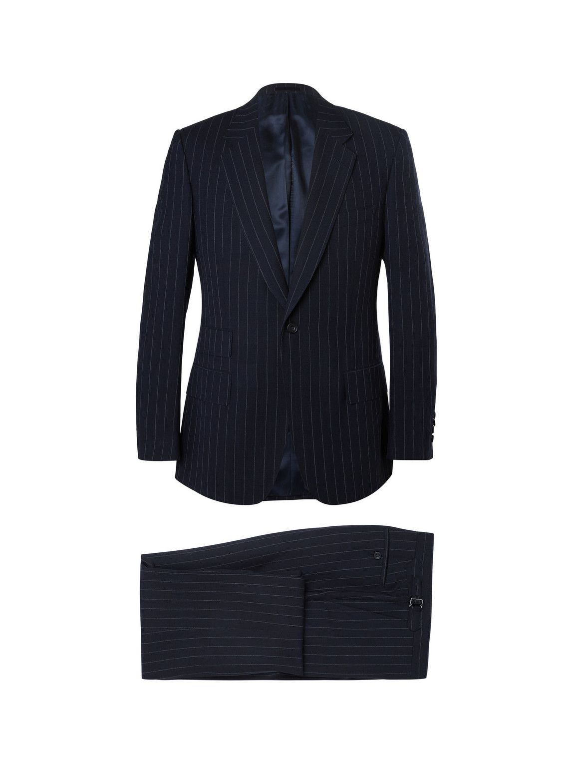 Kingsman - Navy Slim-Fit Single-Breasted Pinstriped Cotton Suit - Blue ...