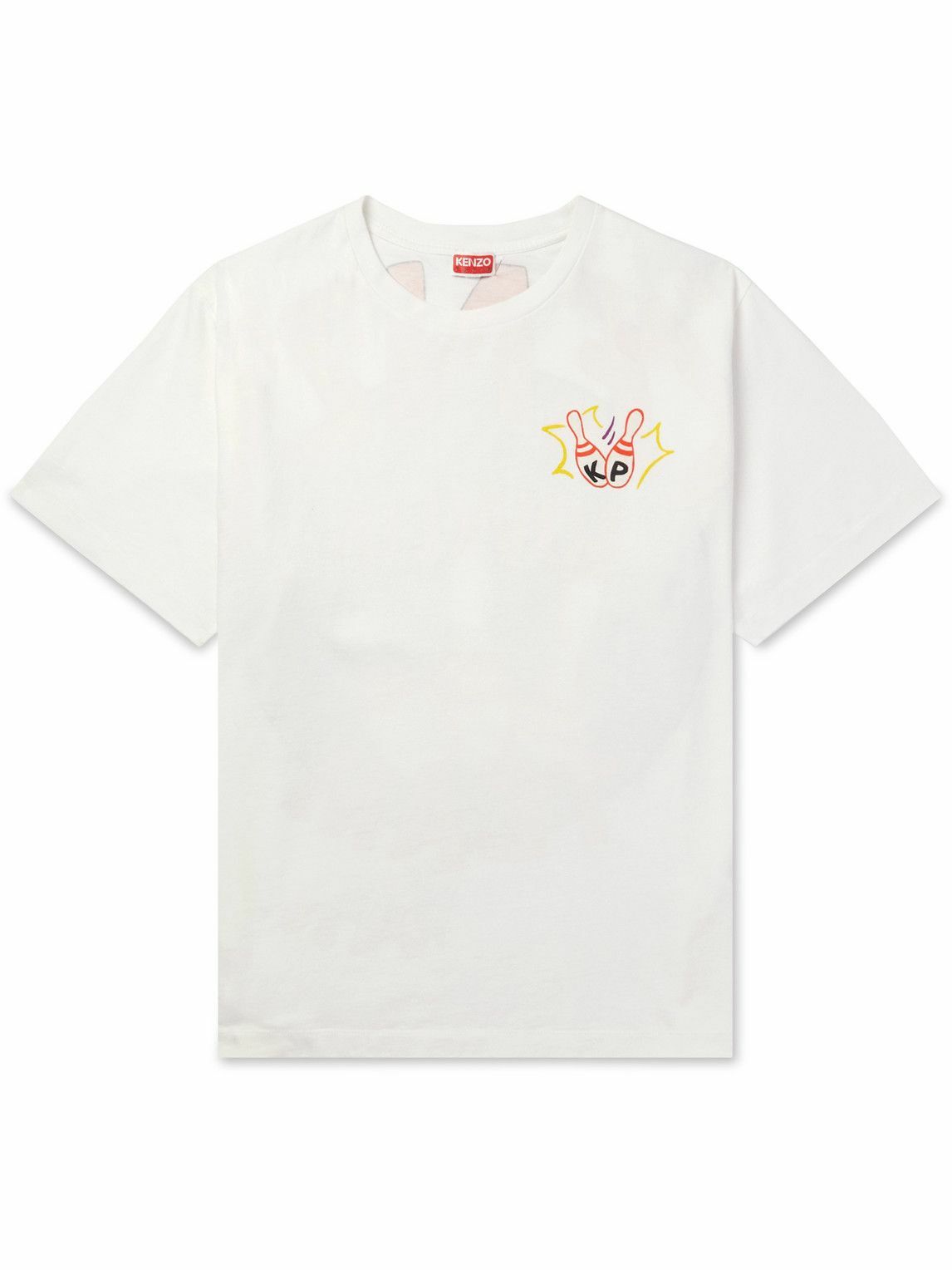 KENZO - Bowling Team Oversized Logo-Print Cotton-Jersey T-Shirt - White ...