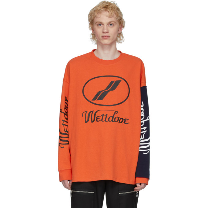 We11done Orange Remake Logo Long Sleeve T-Shirt We11done