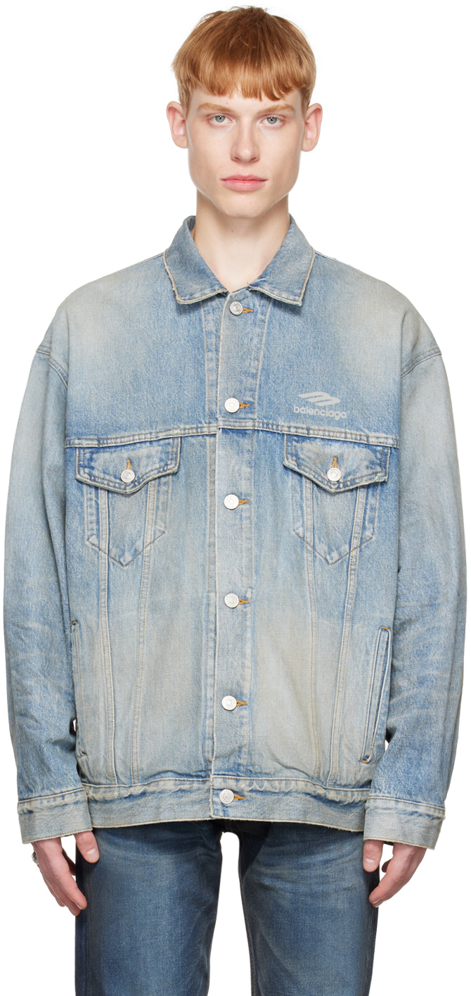 Balenciaga Blue 3B Sports Denim Jacket Balenciaga