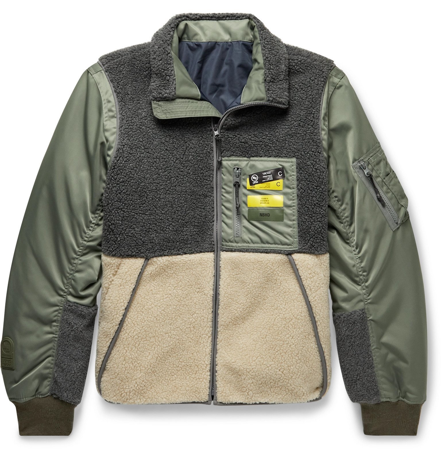 Neighborhood - Colour-Block Shell and Fleece Jacket - Green