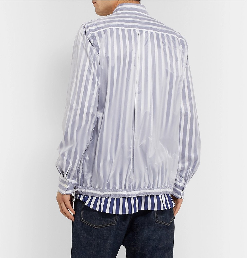 Sacai - Layered Nylon and Striped Cotton-Poplin Shirt - Blue Sacai