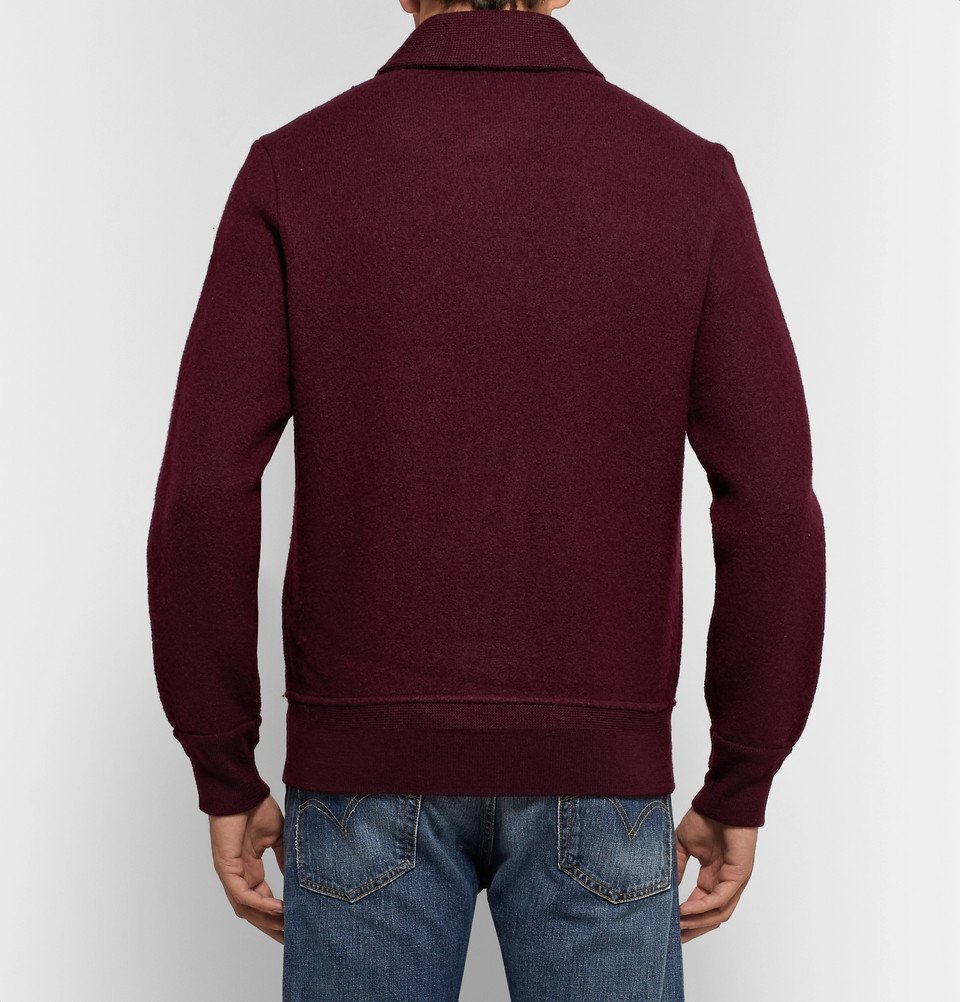 men's burgundy shawl collar sweater