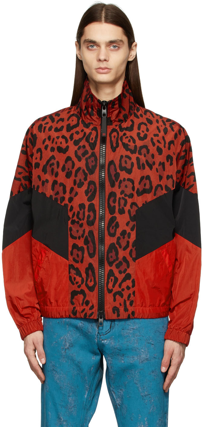 Dolce & Gabbana Red & Black Leopard Print Jacket Dolce & Gabbana