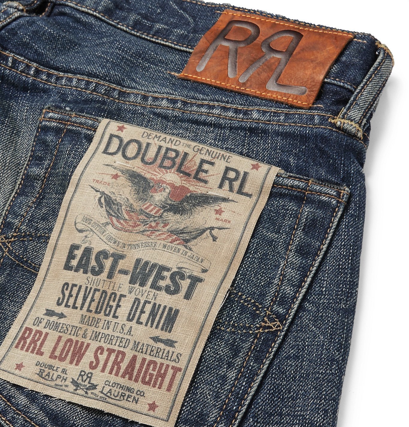 RRL - Slim-Fit Distressed Slevedge Denim Jeans - Blue RRL