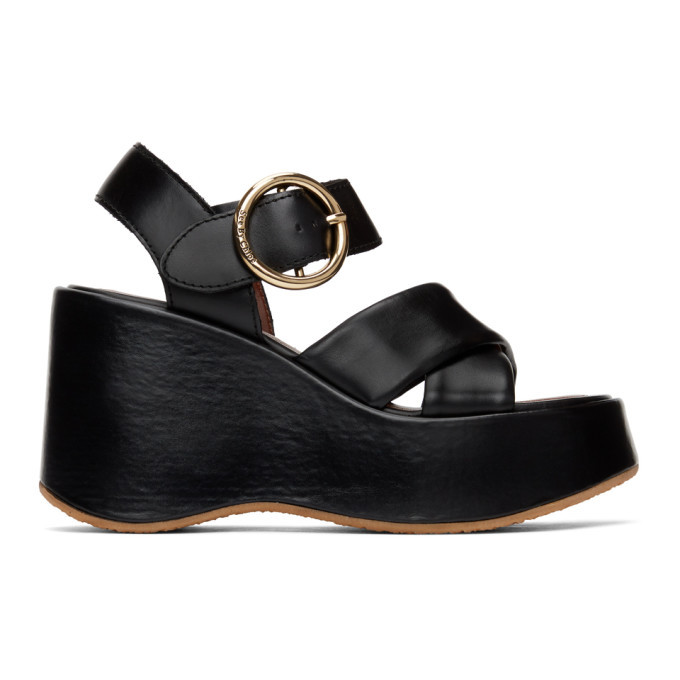 chloe black wedges