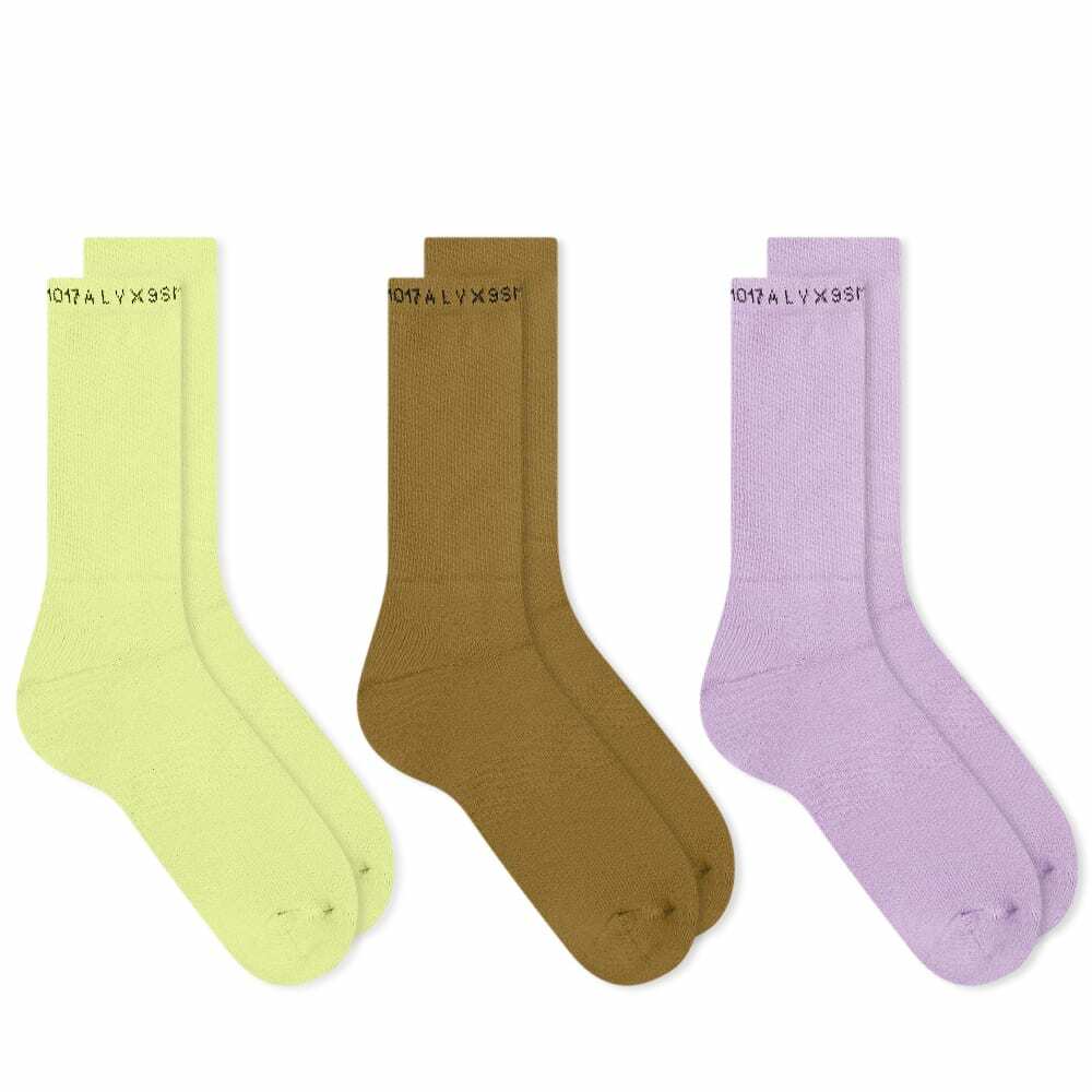 Photo: 1017 ALYX 9SM Sock - 3 Pack in Mauve/Yellow