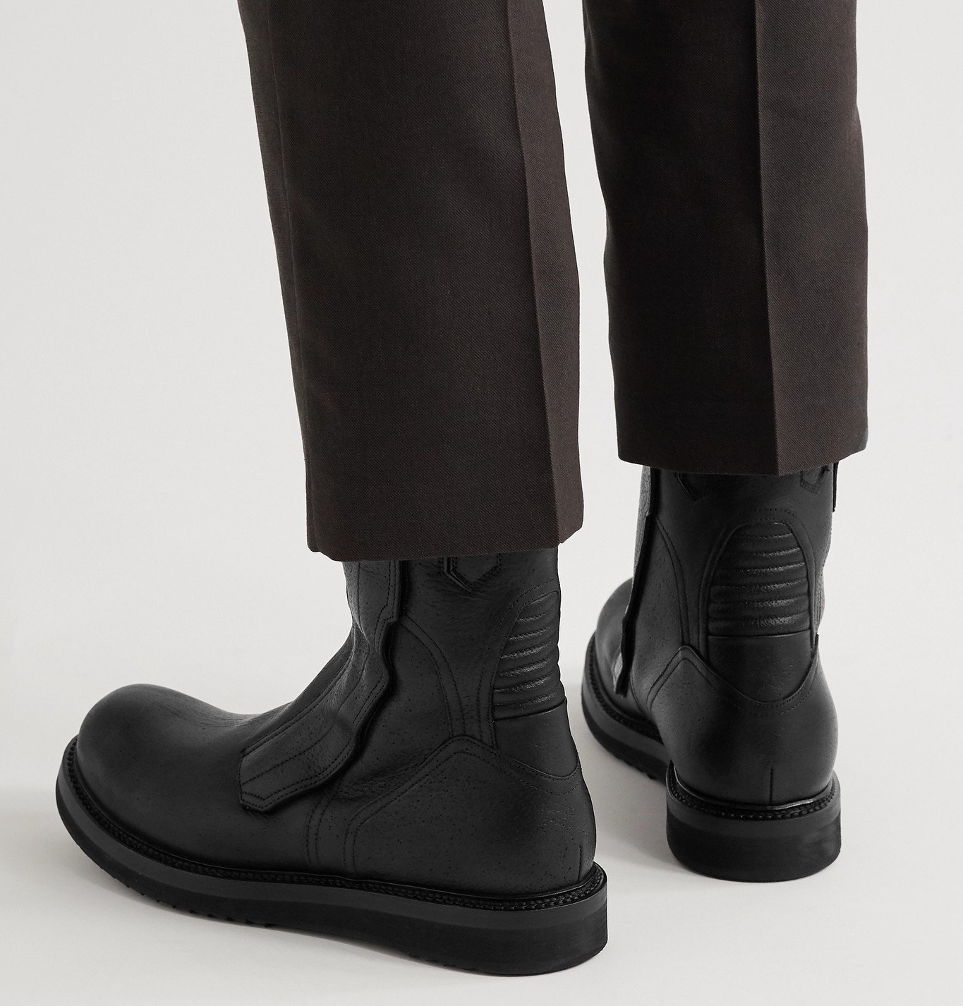 Rick Owens - Motocross Creeper Textured-Leather Boots - Black Rick Owens
