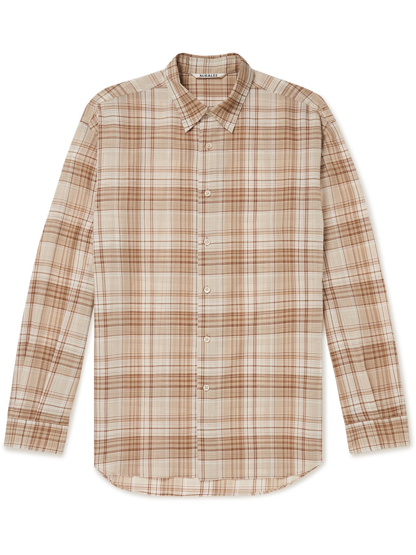 Auralee - Checked Wool-Blend Shirt - Brown Auralee