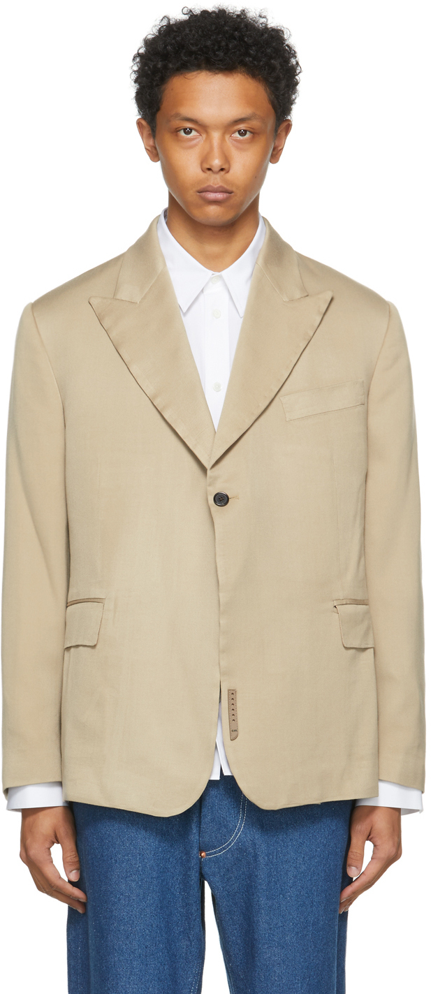 khaki double breasted blazer