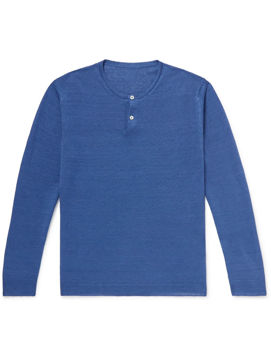 Anderson & Sheppard - Knitted Linen Henley T-Shirt - Blue Anderson ...