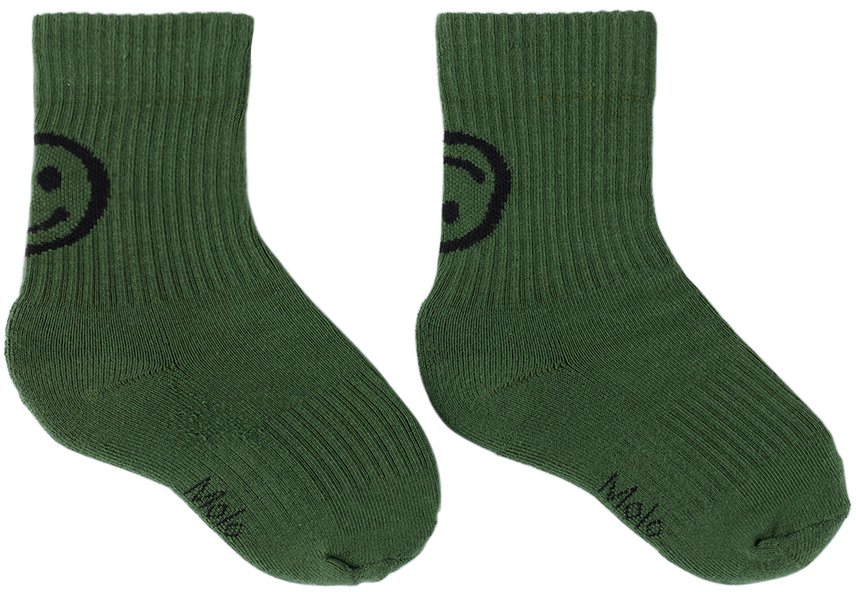 Molo Kids Two-Pack Green & Black Norman Socks