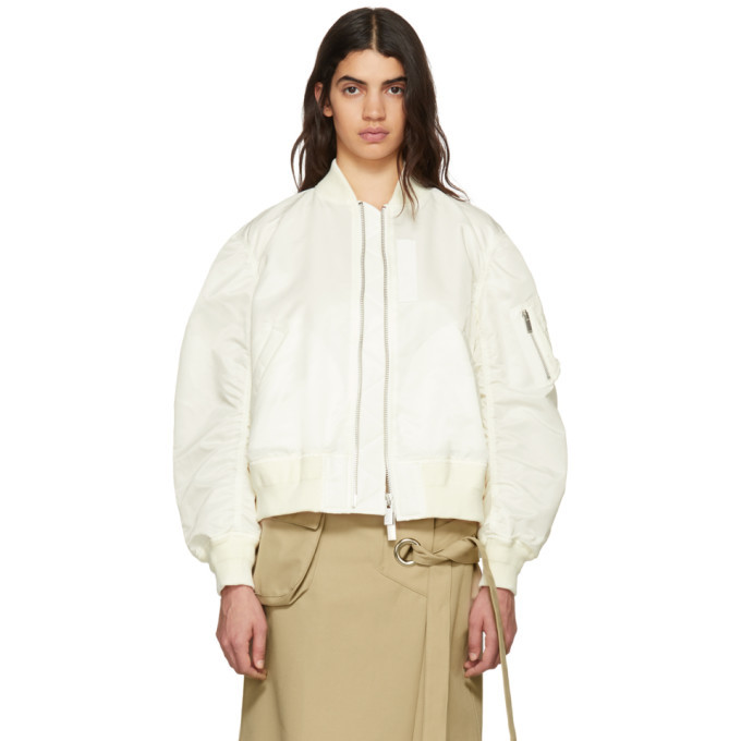 Sacai White Ma 1 Bomber Jacket Sacai Sacai White Ma 1 Bomber Jacket Sacai