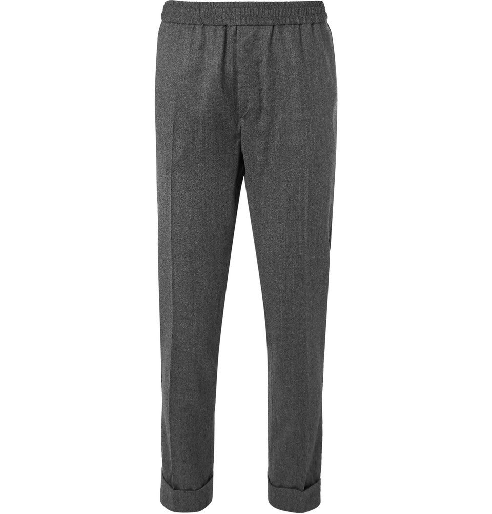 AMI - Grey Slim-Fit Tapered Mélange Virgin Wool Drawstring Trousers ...