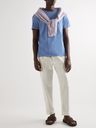 Polo Ralph Lauren - Slim-Fit Logo-Embroidered Cotton and Linen-Blend T-Shirt - Blue