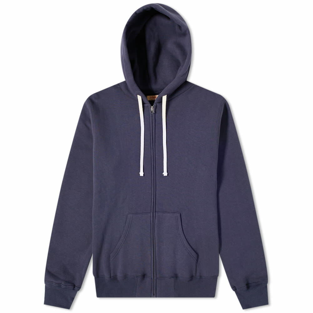 The Real McCoy's Men's 10oz Loopwheel Zip Hoody in Navy The Real McCoys