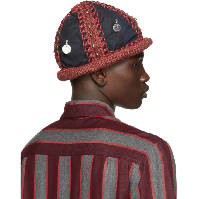 Nicholas Daley Black and Red Handknit Bucket Hat Nicholas Daley
