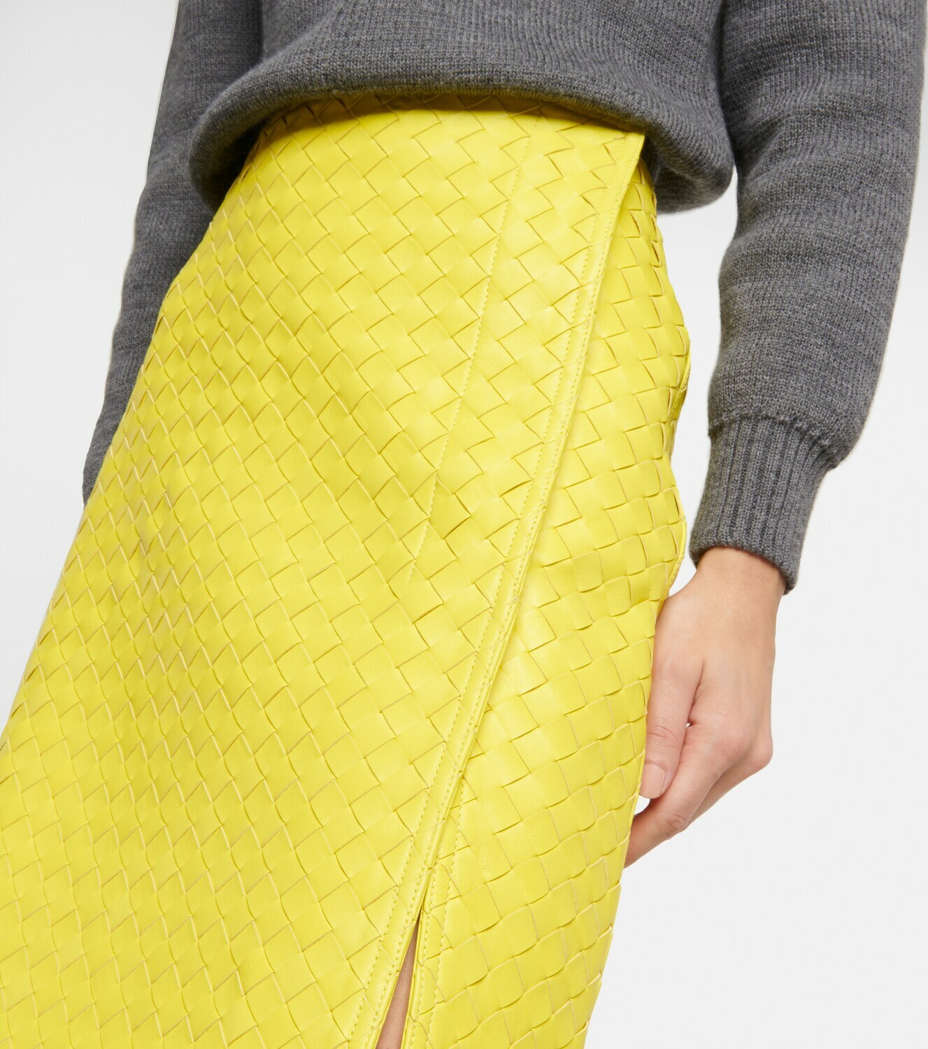 Bottega Intrecciato leather midi skirt Bottega