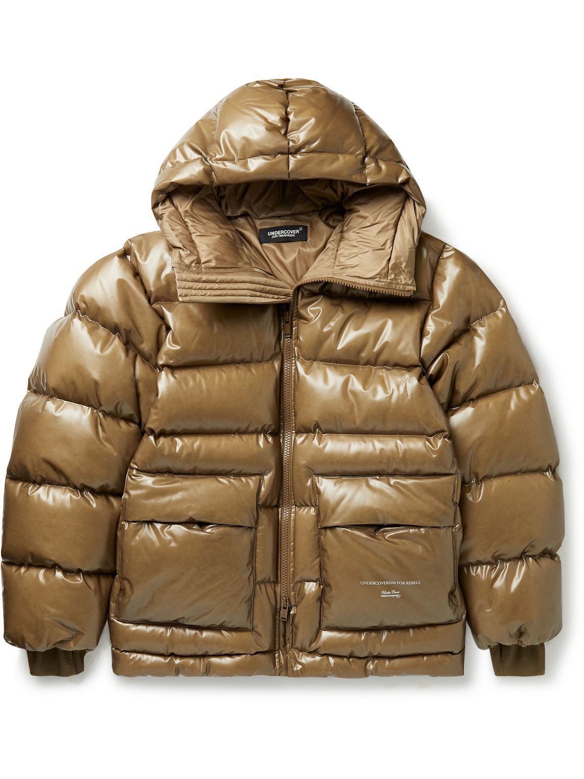 Photo: UNDERCOVER - Coated Quilted Hooded Shell Down Jacket - Brown