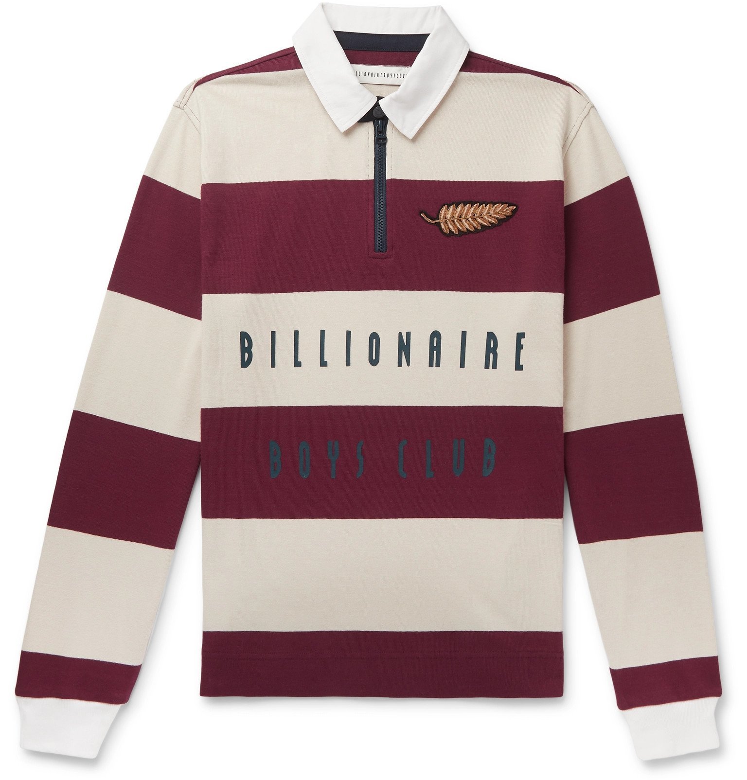 Billionaire Boys Club - Appliquéd Striped Cotton-Jersey Half-Zip 