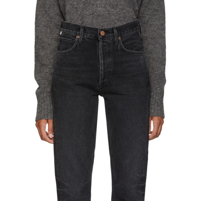 Citizens Of Humanity Black Charlotte High Rise Straight Jeans Citizens Of Humanity