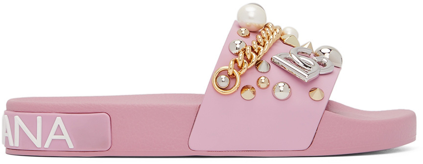 Dolce & Gabbana Pink Charms Beach Slides Dolce & Gabbana