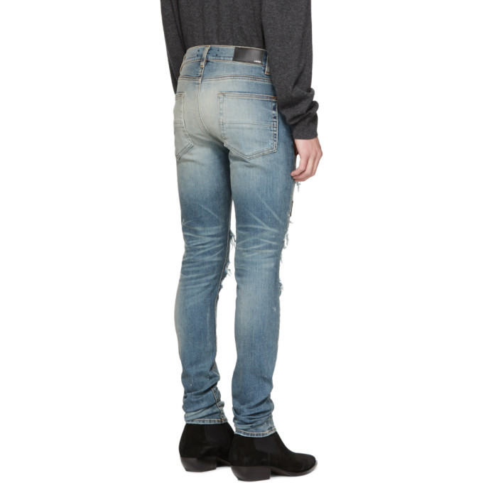 Amiri Indigo Art Patch Painted Jeans Amiri