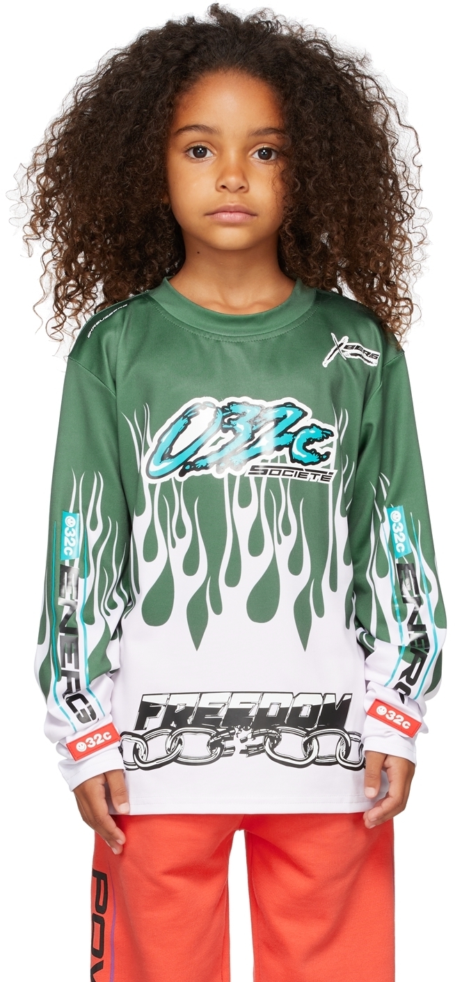 032c Kids Motocross Flames Long Sleeve T-Shirt