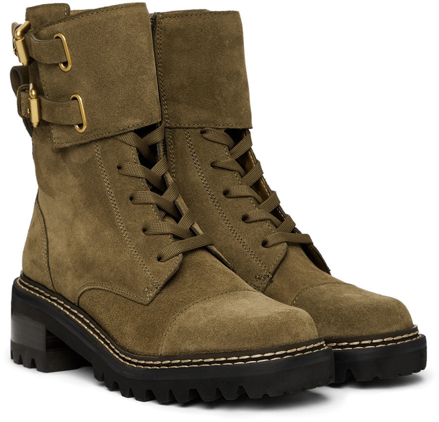 See by Chloé Khaki Mallory Combat Boots See by Chloe