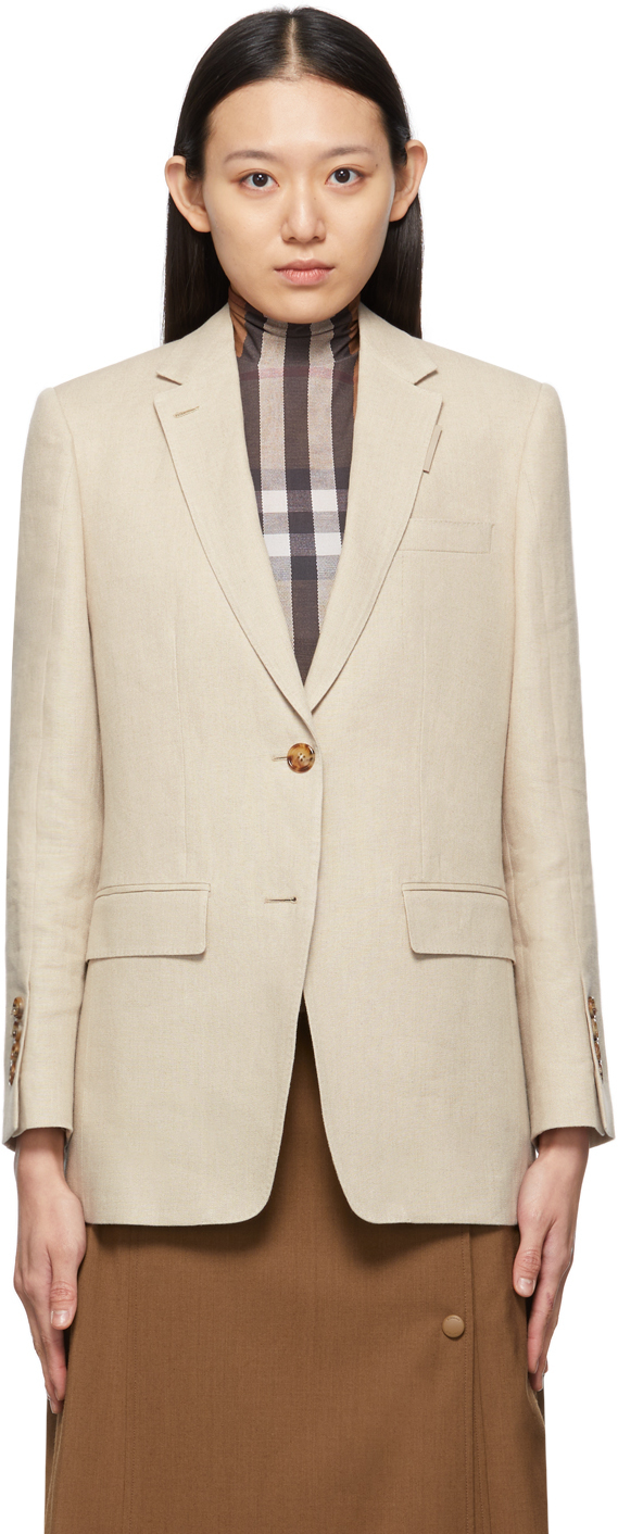 Photo: Burberry Beige Linen Oversized Tailored Blazer