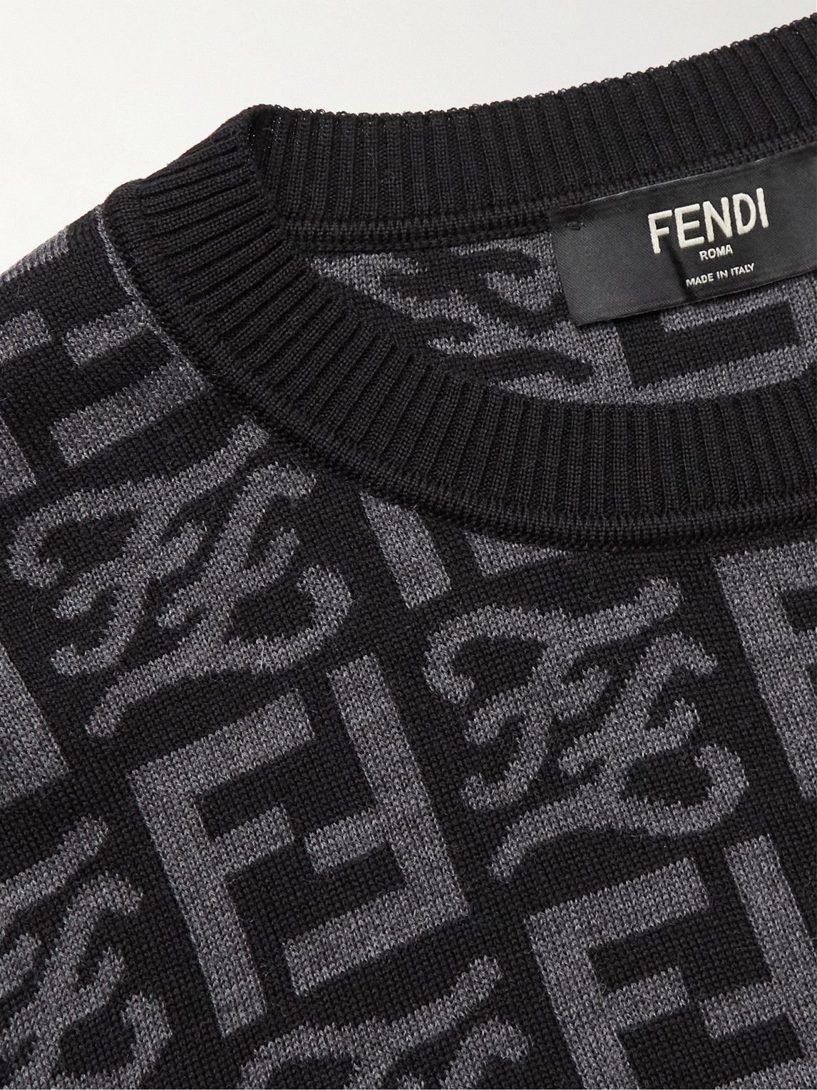 Fendi - Logo-Intarsia Wool Sweater - Black Fendi