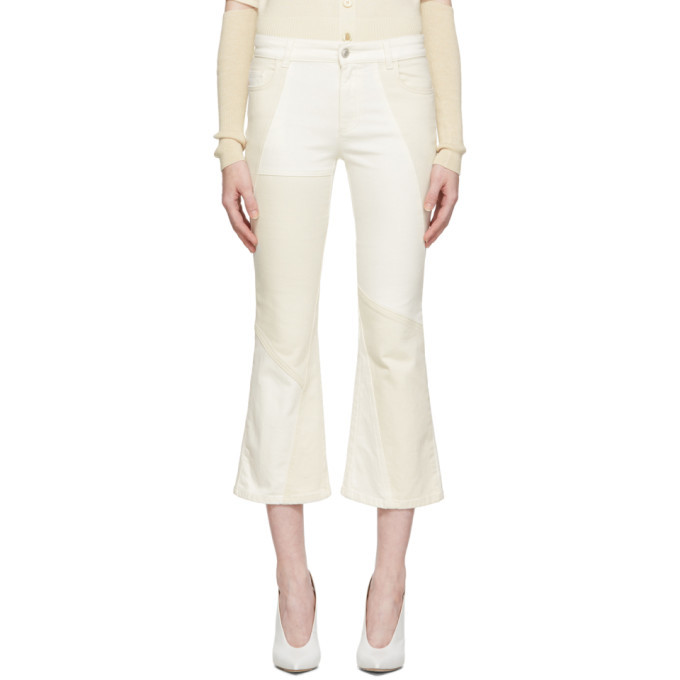 Alexander McQueen OffWhite Patchwork Flared Jeans Alexander McQueen
