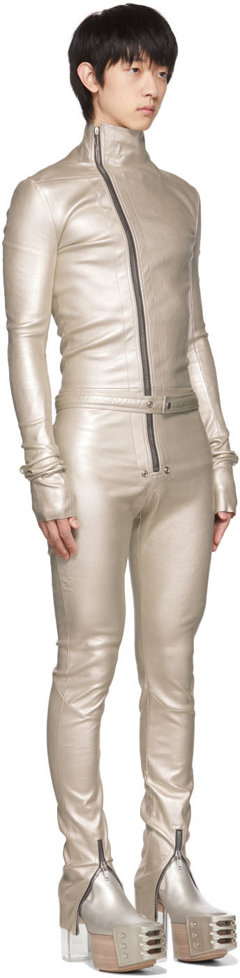 Rick Owens Silver Leather Jumpsuit