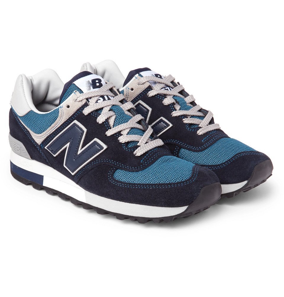 New Balance - 576 Suede, Leather and Mesh Sneakers - Men - Navy ...