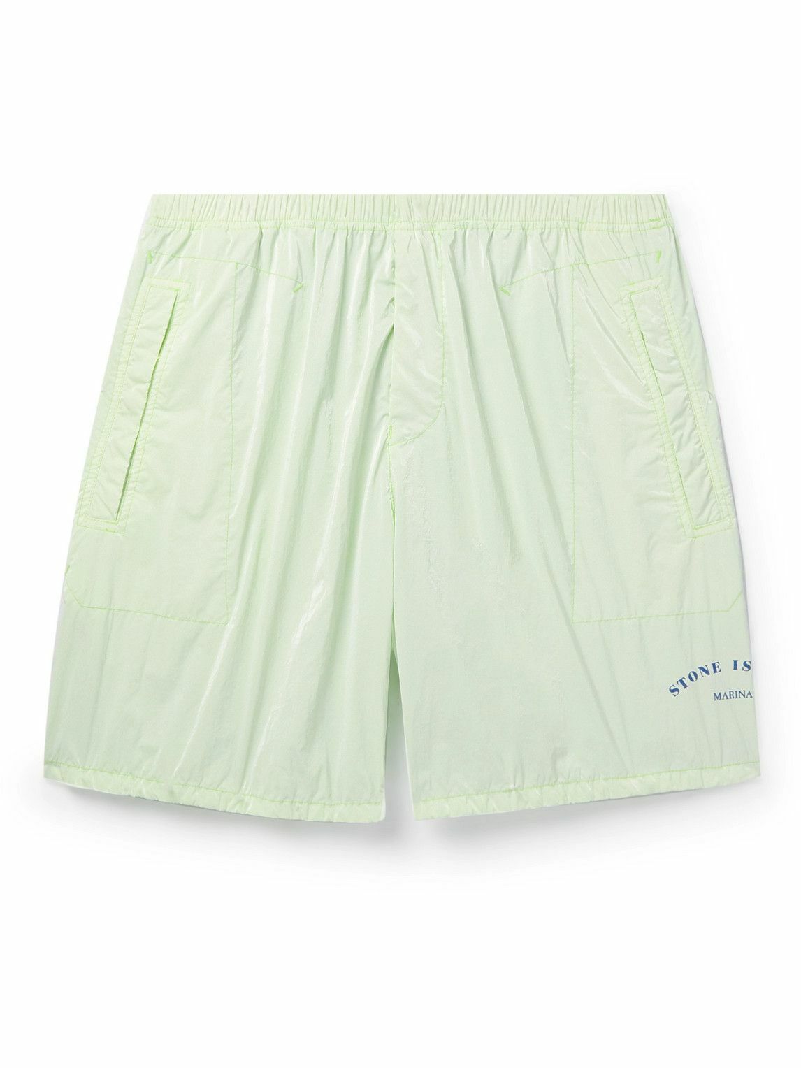 Stone Island Marina StraightLeg MidLength LogoPrint Swim Shorts Green Stone Island