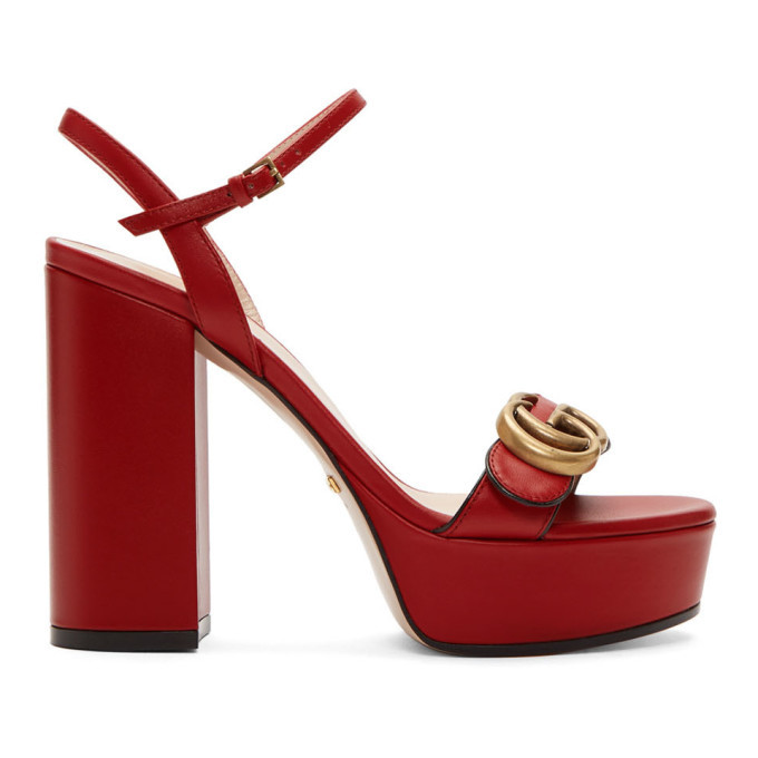 gucci platform sandals red