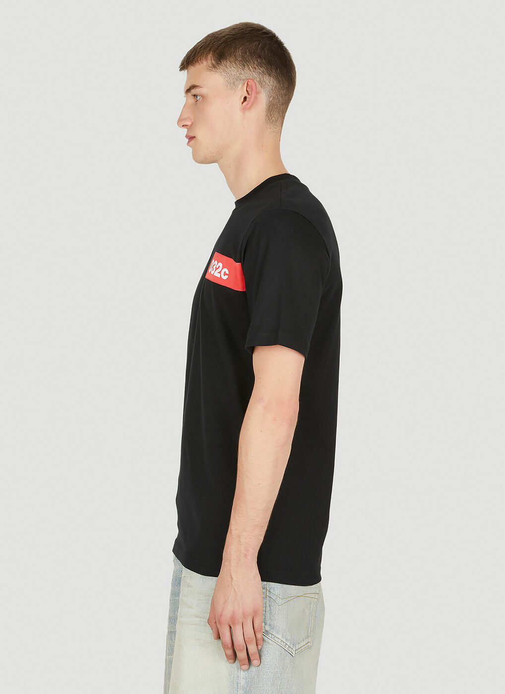 Logo Print Tape T-Shirt in Black