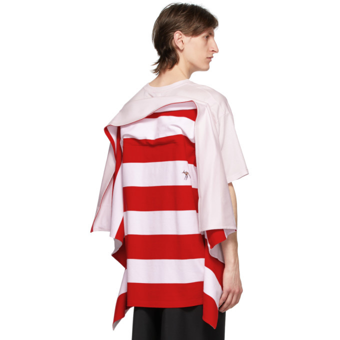 Burberry Pink Striped Cape Detail Oversized T-Shirt Burberry