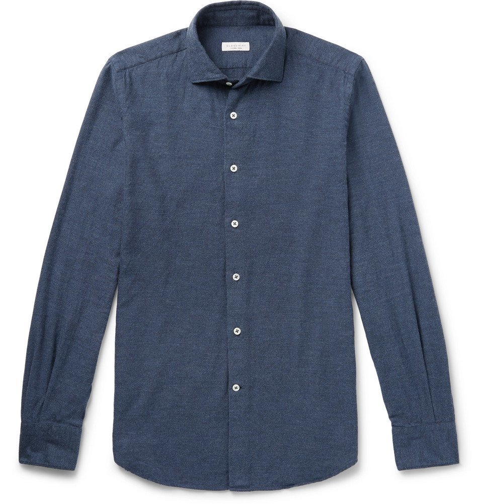 Incotex Ween SlimFit CutawayCollar CottonTwill Shirt Men Navy