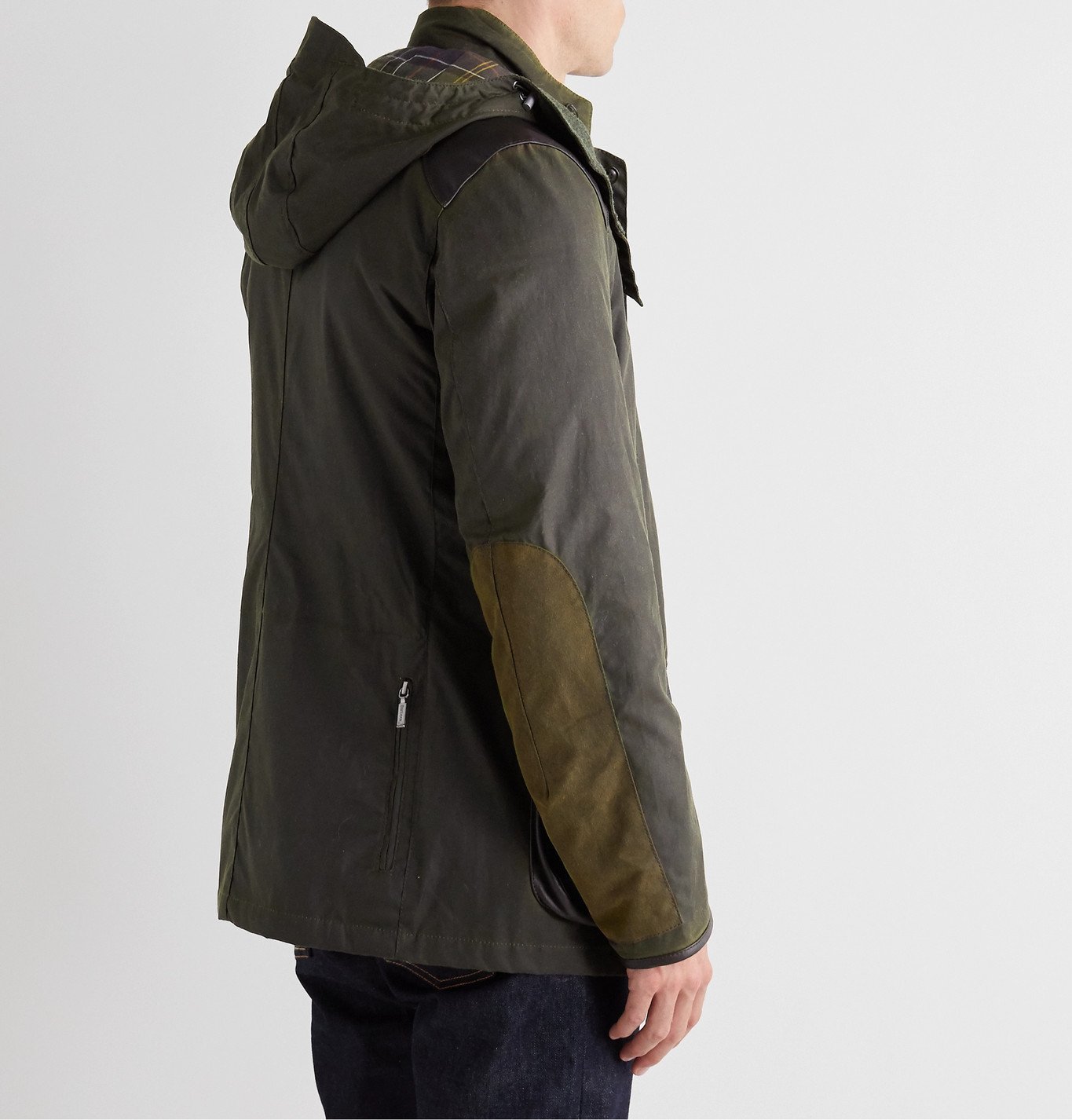 Barbour Gold Standard - Supa-Commander Leather and Suede-Trimmed Quilted Waxed-Cotton Jacket - Green