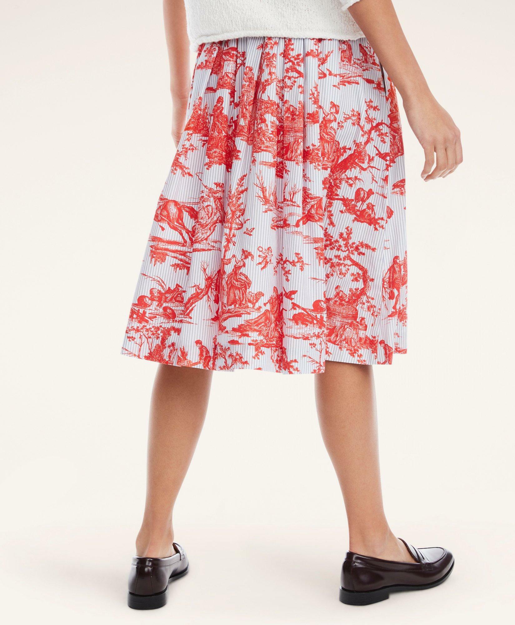 Brooks Brothers Women's Cotton Toile Flared Skirt | Red/Blue