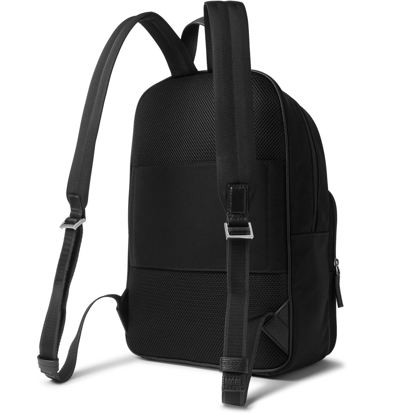 Hugo Boss Meridian CrossGrain LeatherTrimmed Canvas Backpack