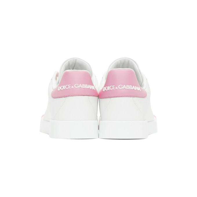 Dolce and Gabbana White and Pink Portofino Sneakers Dolce & Gabbana