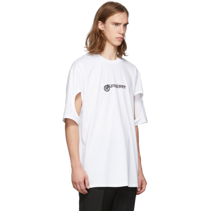 Burberry White Logo Cut-Out T-Shirt Burberry