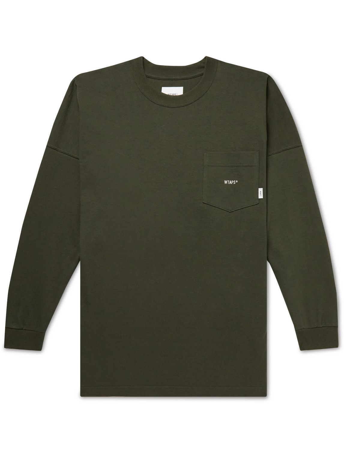 Photo: WTAPS - Blank Logo-Embroidered Cotton-Jersey T-Shirt - Green