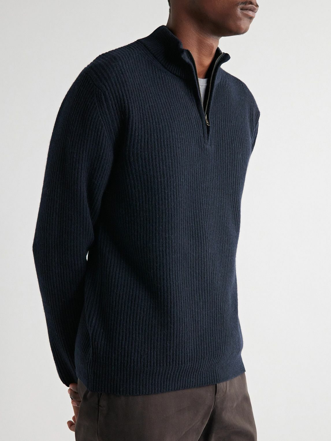 Boglioli - Ribbed Wool and Cashmere-Blend Sweater - Blue Boglioli