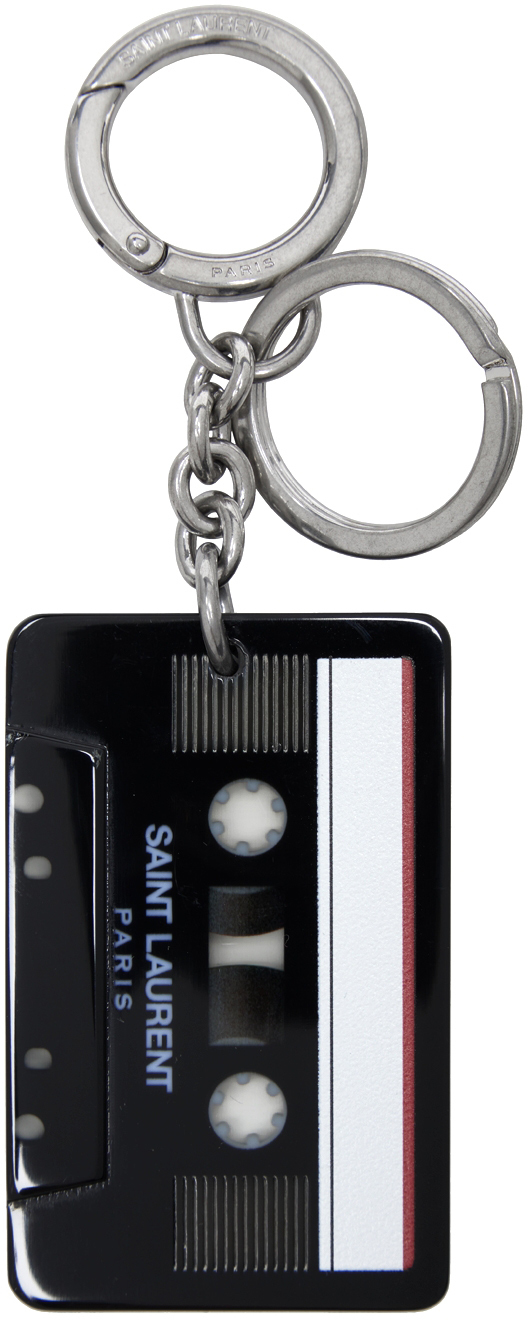 Saint Laurent Black Cassette Tape Keychain Saint Laurent